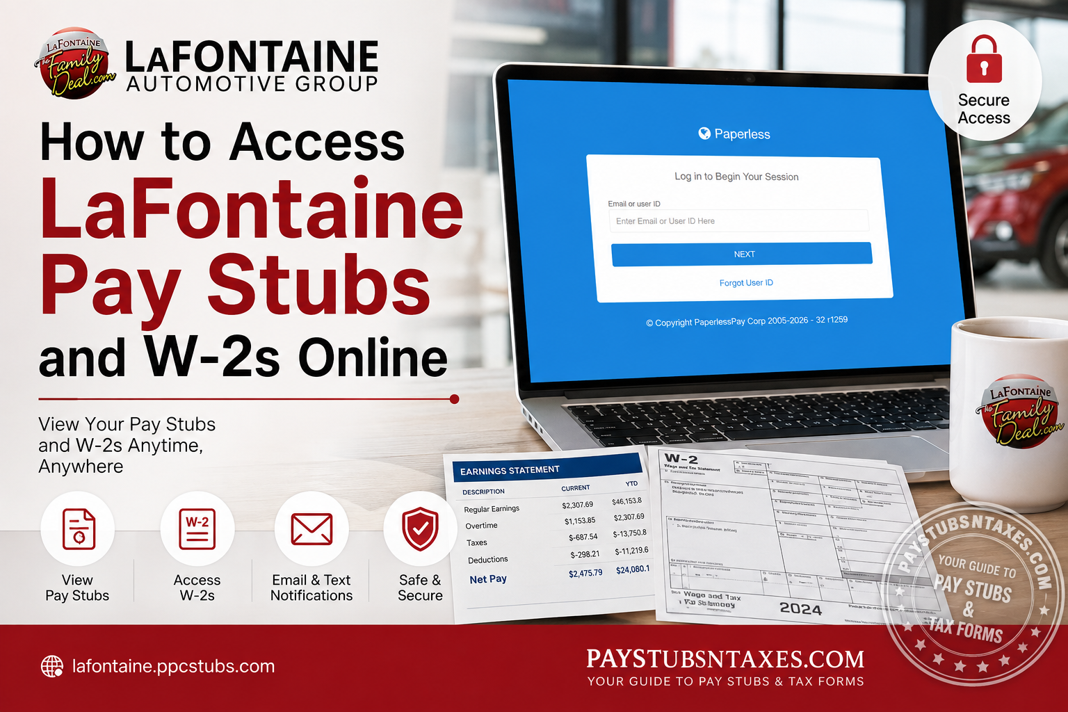 How to Access LaFontaine Pay Stubs and W-2s Online