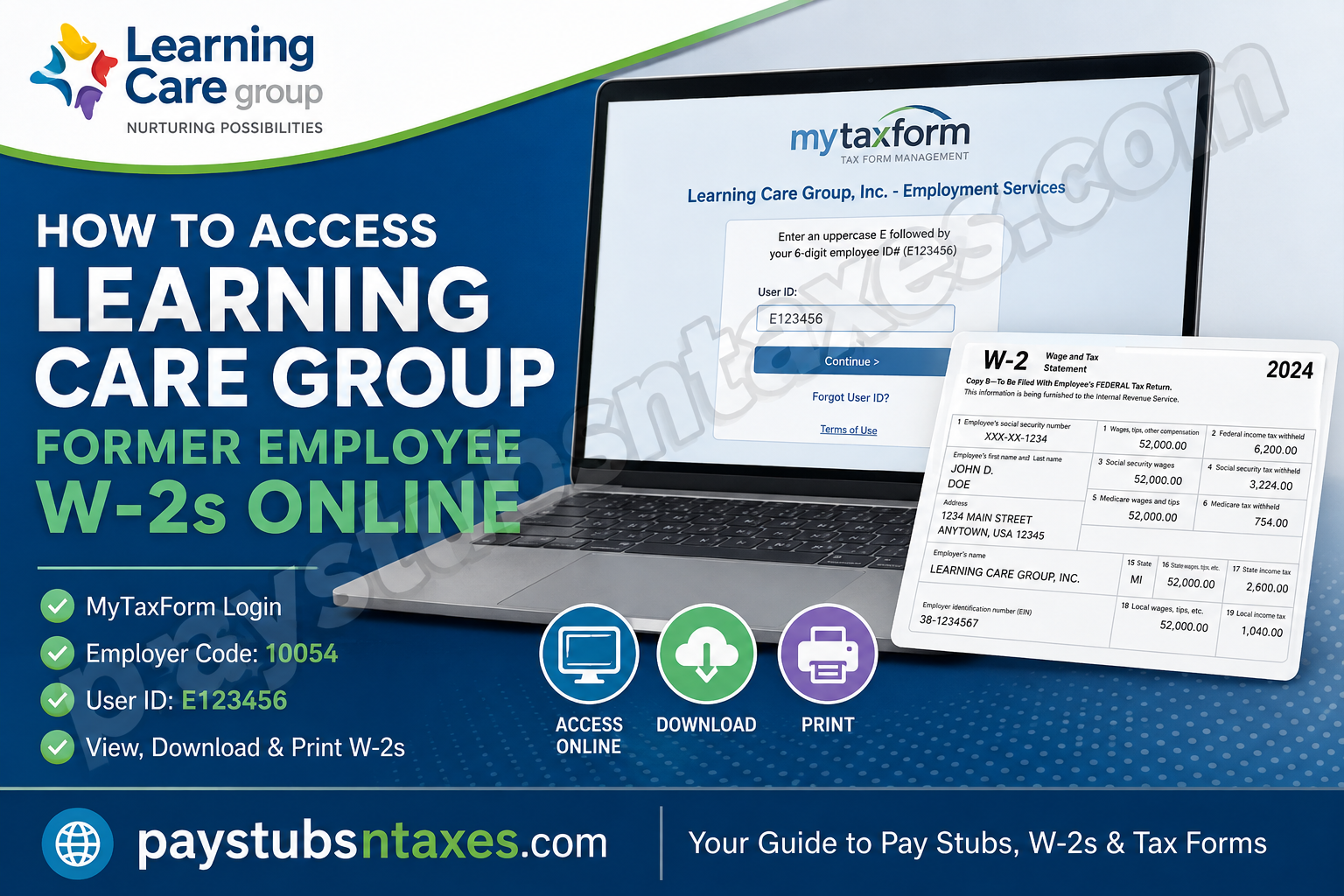 How to Access Learning Care Former Employee W-2s Online