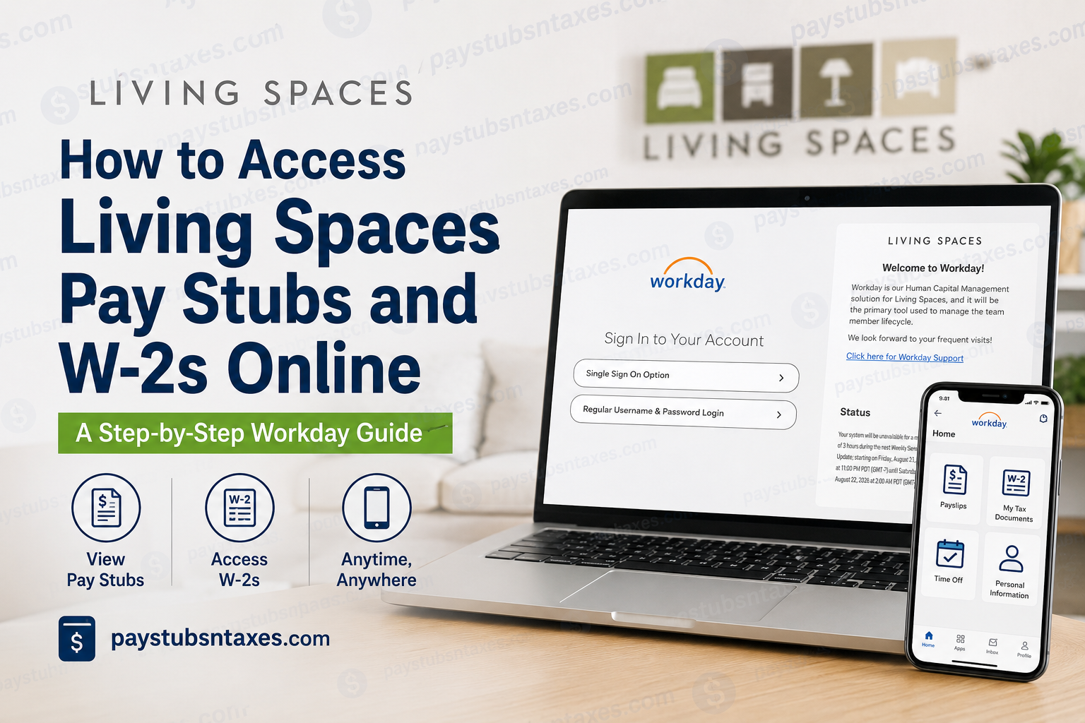 How to Access Living Spaces Pay Stubs and W-2s Online