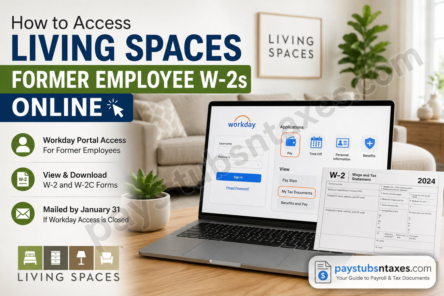 How to Access Living Spaces Former Employee W-2s Online