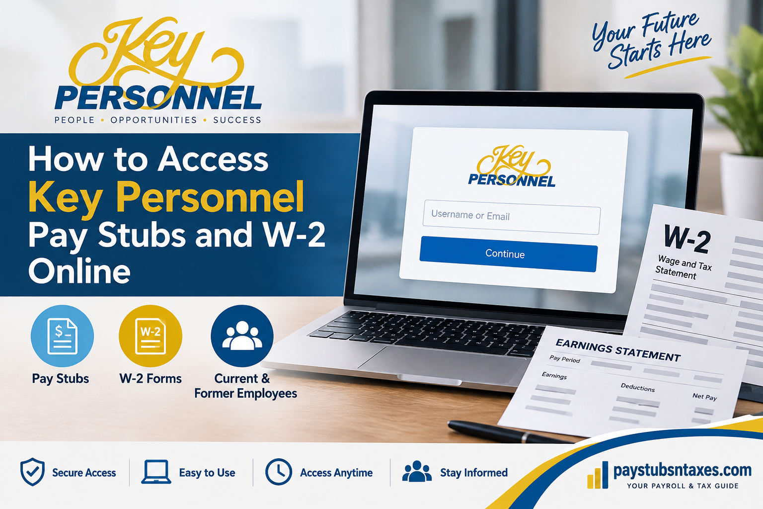 How to Access Key Personnel Pay Stubs and W-2 Forms Online