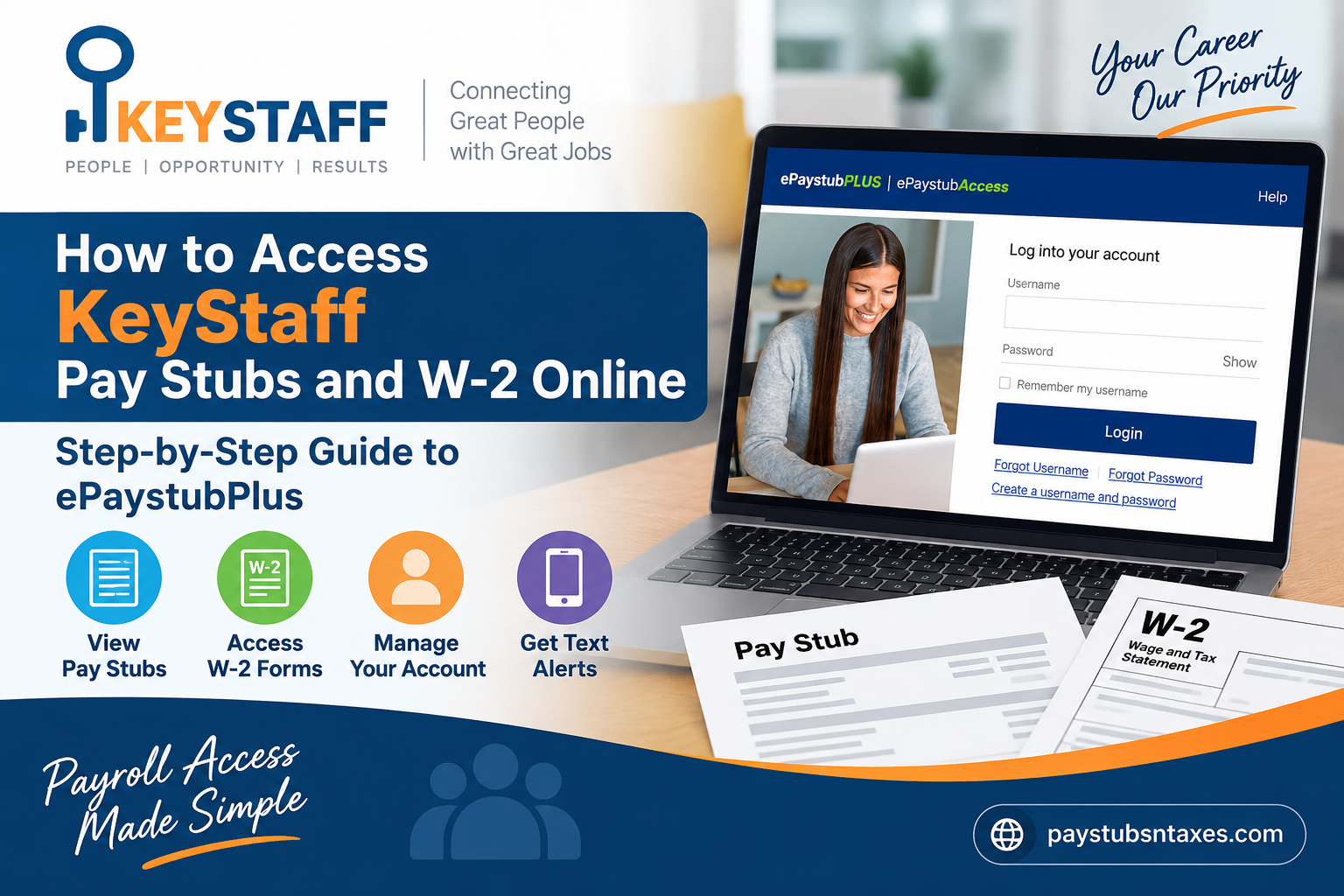 How to Access KeyStaff Pay Stubs and W-2 Forms Online