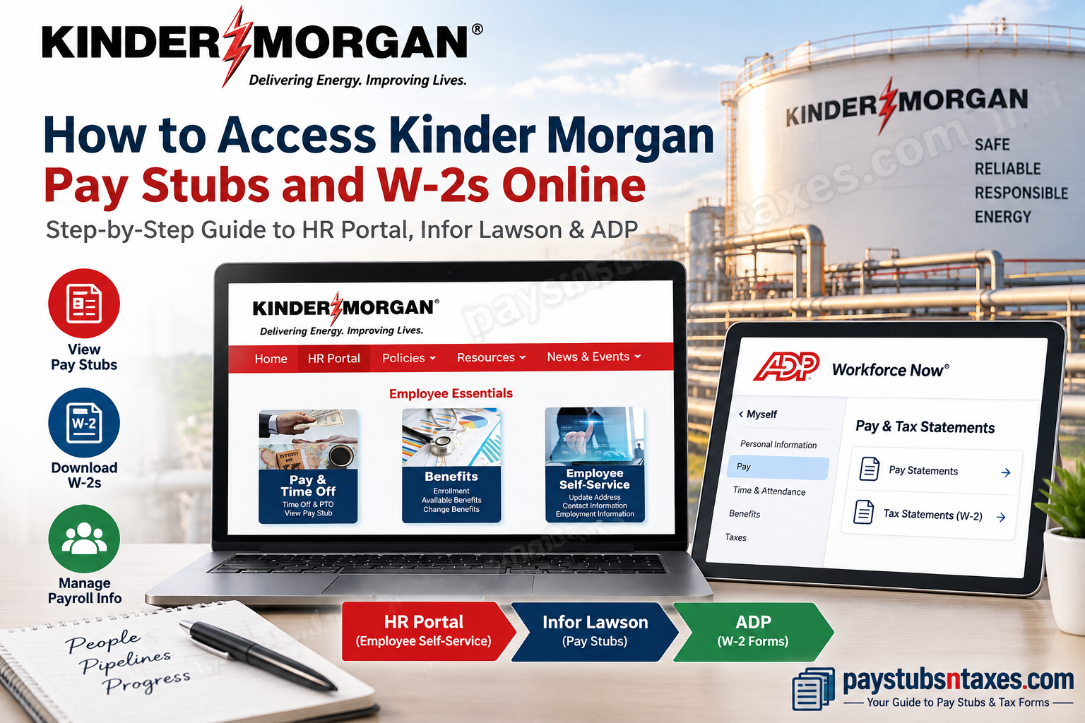 How to Access Kinder Morgan Pay Stubs and W-2 Forms Online