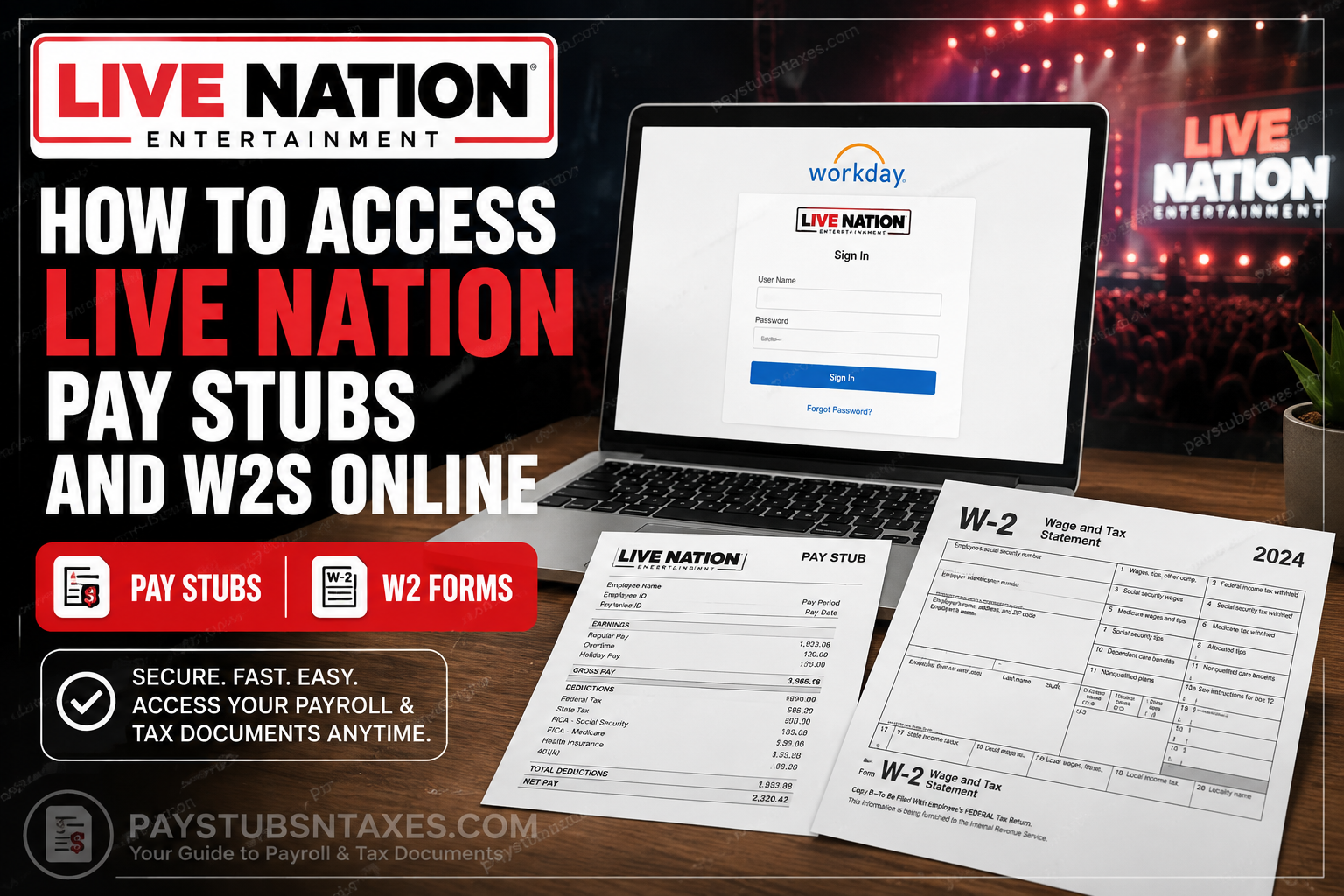 How to Access Live Nation Pay Stubs and W-2s Online