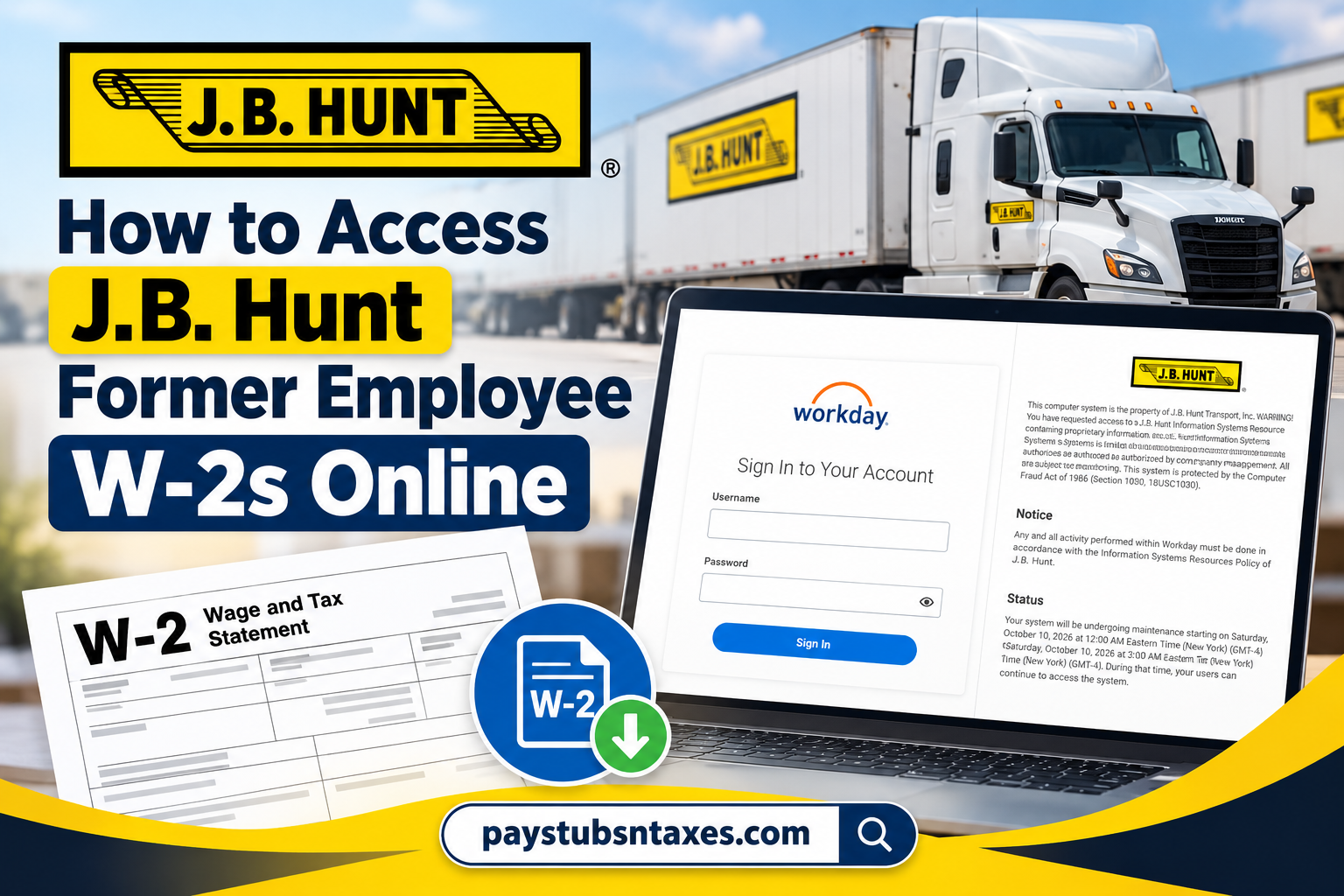 How to Access J.B. Hunt Former Employee W-2s Online