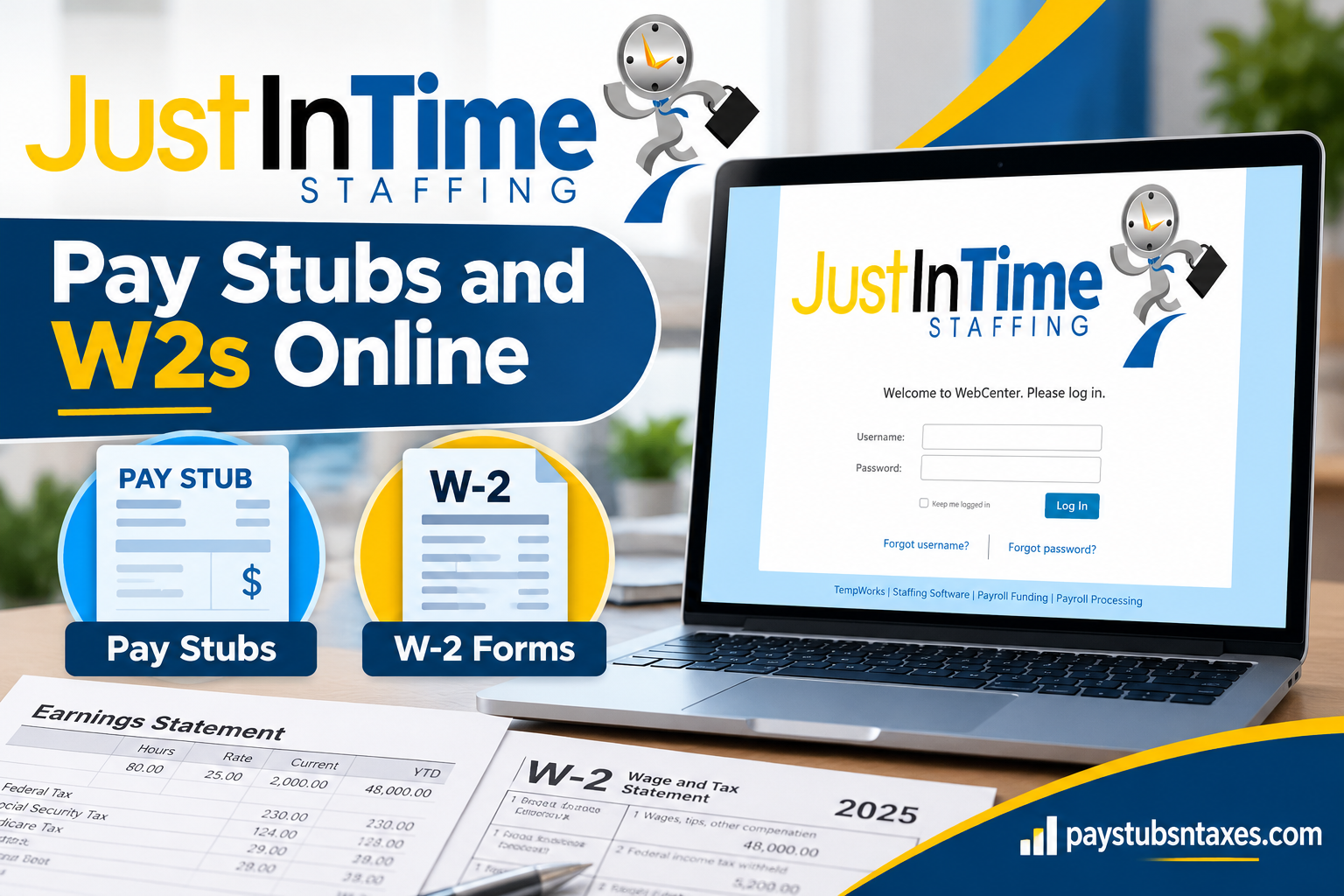 Just-in-Time Staffing Pay Stubs and W-2s Online